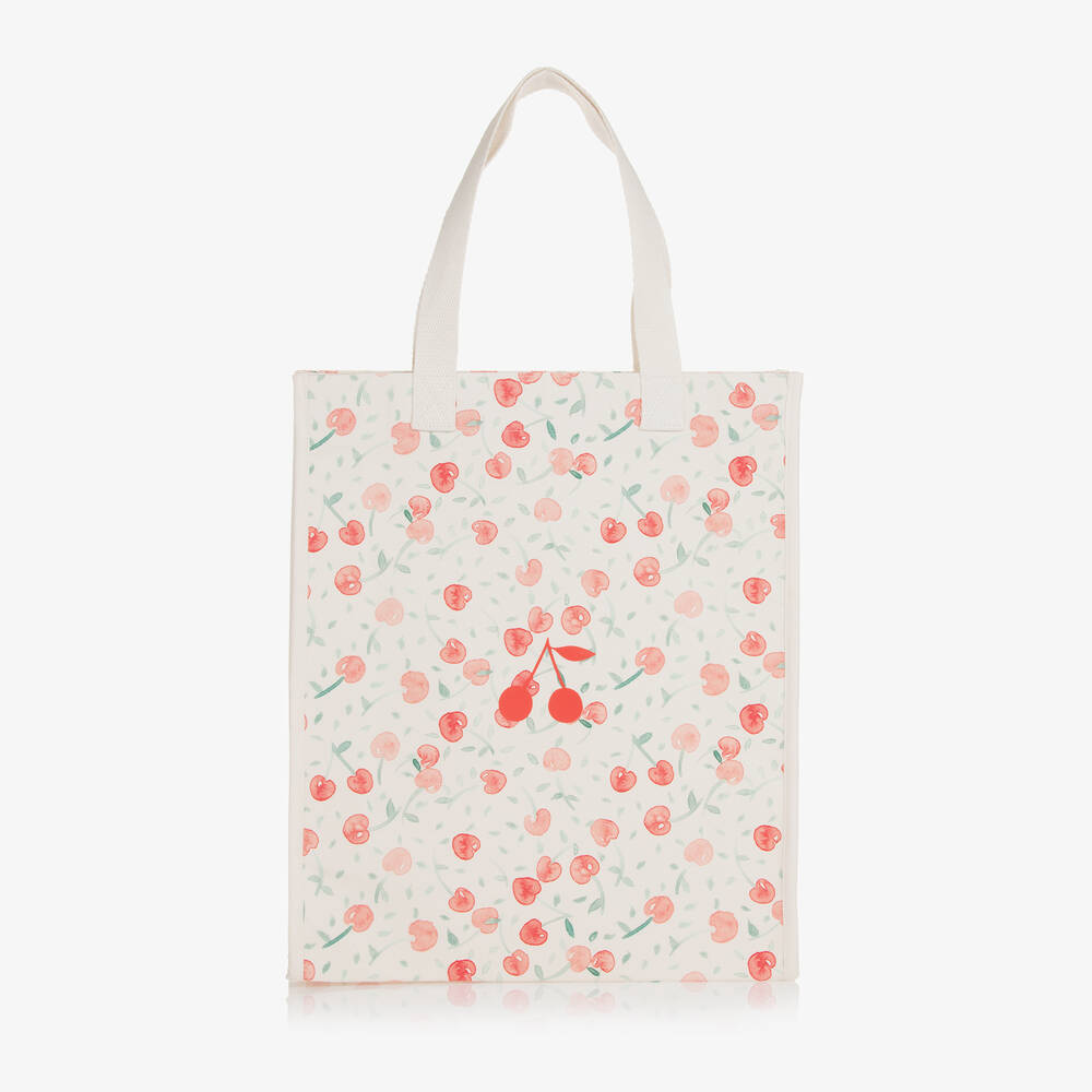 Bonpoint - Girls Ivory & Red Cherry Tote Bag (35cm) | Childrensalon