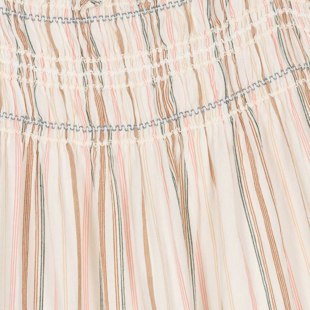 Bonpoint - Girls Ivory Shirred Cotton Dress | Childrensalon