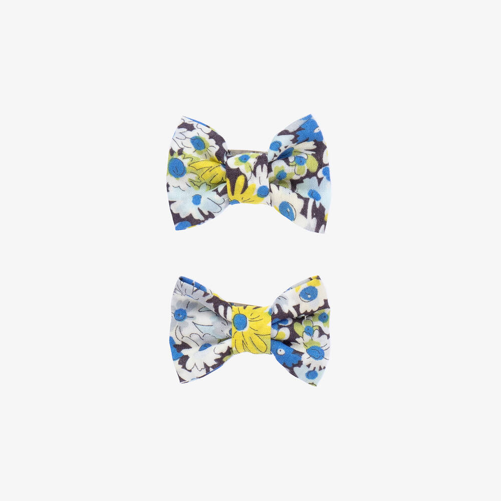 Shop Bonpoint Girls Liberty Cotton Hair Clips (2 Pack) In Blue