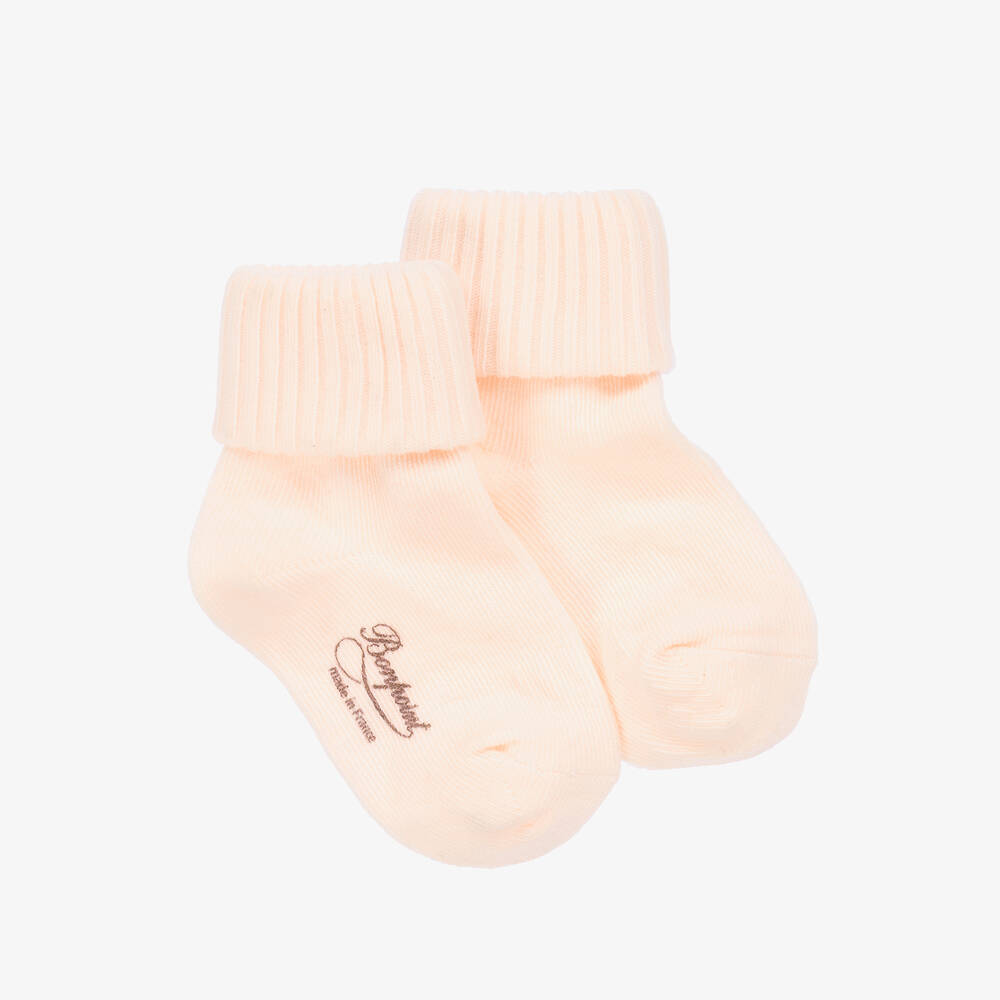 Bonpoint - Girls Pale Pink Cotton Socks | Childrensalon