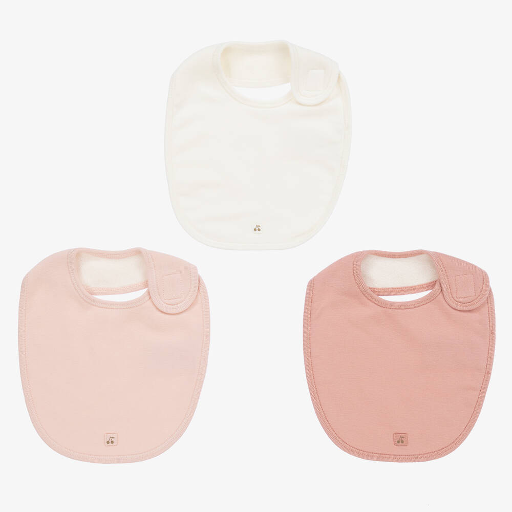 Bonpoint - Кремовый и розовые слюнявчики для девочек (3 шт.) | Childrensalon