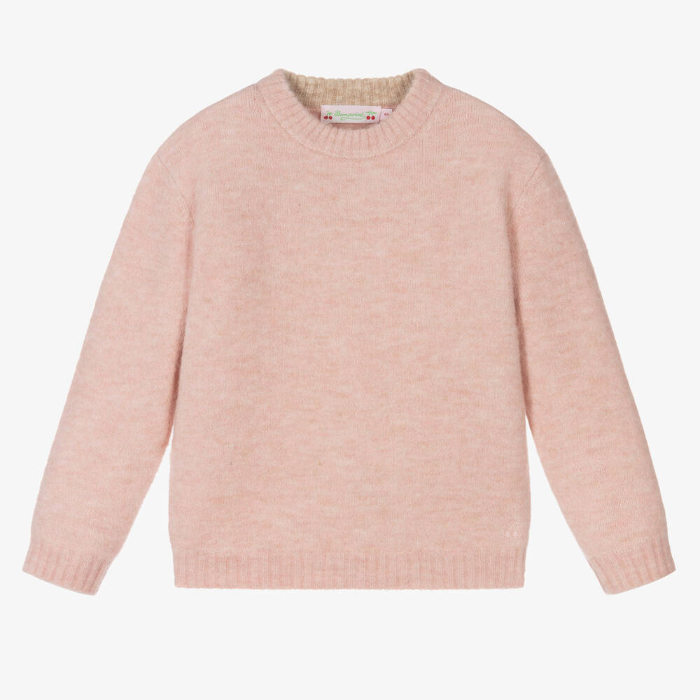 Bonpoint - Girls Pink Knitted Sweater | Childrensalon