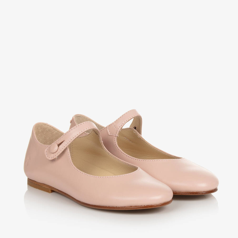Bonpoint - حذاء بسيّر جلد لون زهري للبنات | Childrensalon