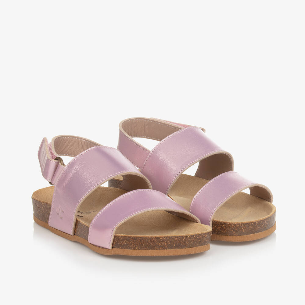 Bonpoint - Girls Pink Leather Sandals | Childrensalon