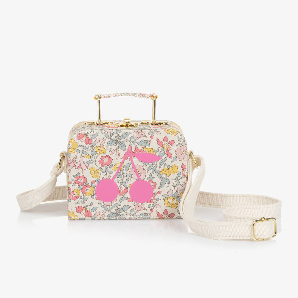 Bonpoint - Girls Pink Liberty Print Box Bag (12cm) | Childrensalon