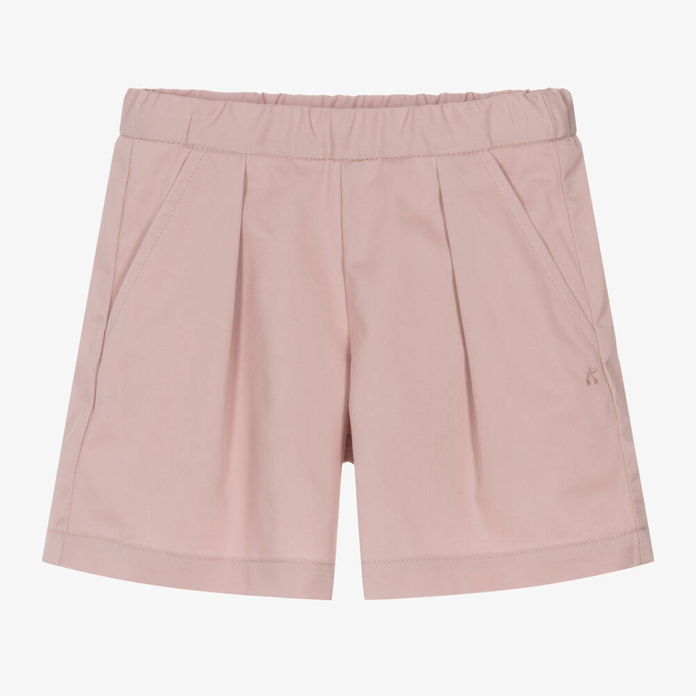 Bonpoint - Girls Pink Pleated Cotton Shorts | Childrensalon