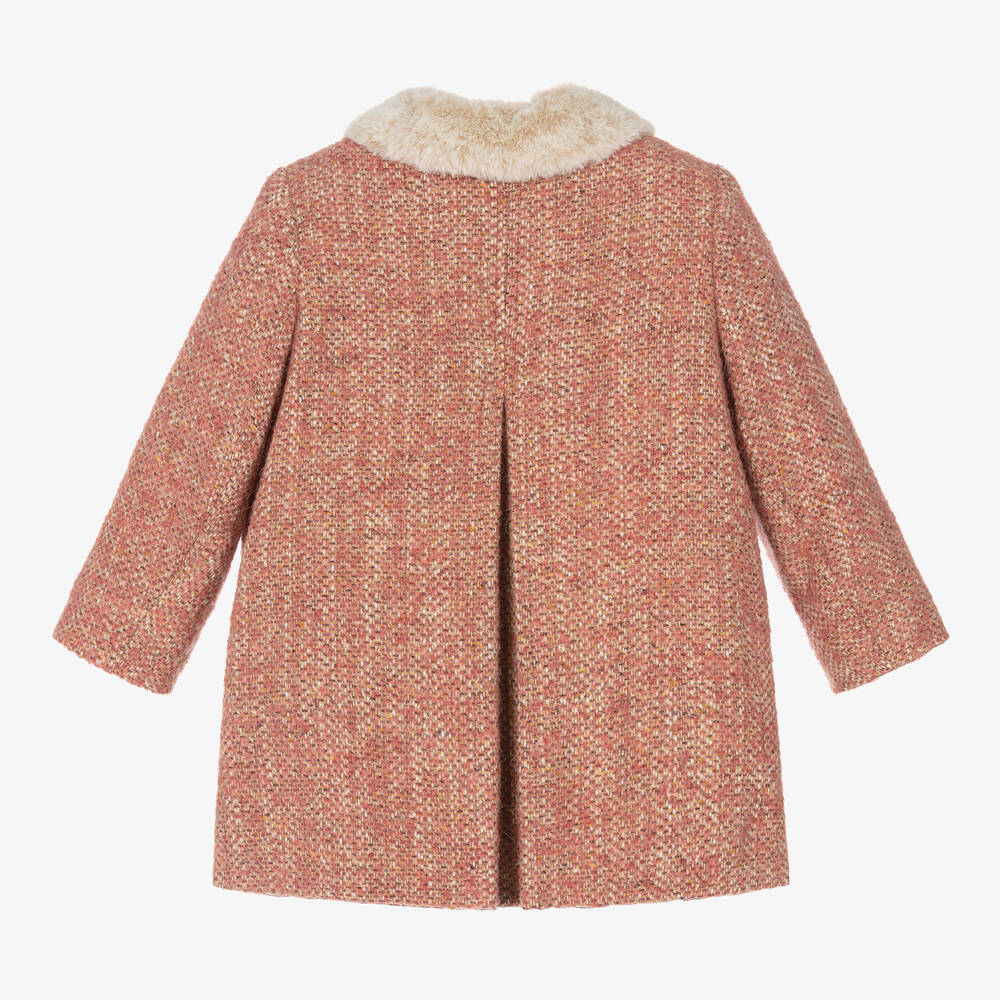 Bonpoint - Girls Pink Tweed Coat | Childrensalon