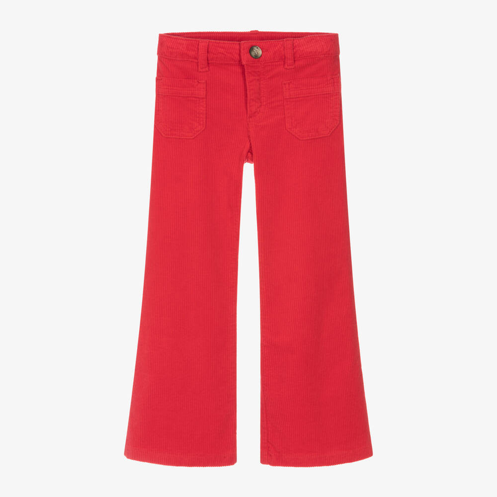 Bonpoint - Girls Red Flared Corduroy Trousers | Childrensalon