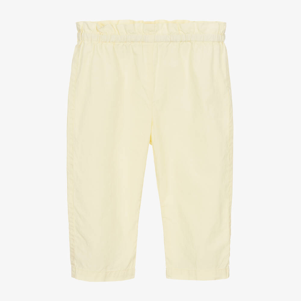 Bonpoint - Girls Yellow Cotton Paperbag Trousers | Childrensalon