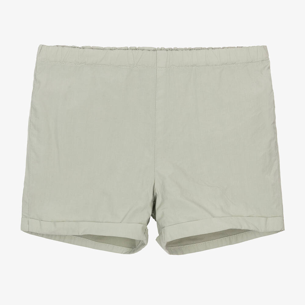 Shop Bonpoint Green Cotton Poplin Shorts