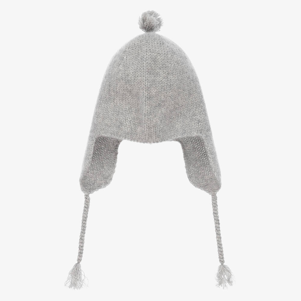 Bonpoint - Серая вязаная шапочка из кашемира | Childrensalon