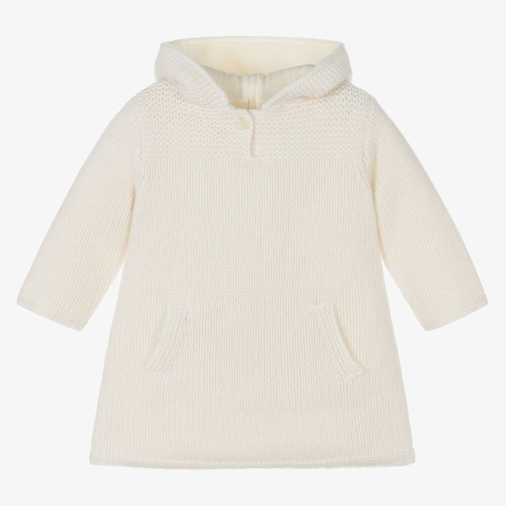 Bonpoint - Ivory Cashmere Knit Hooded Top | Childrensalon