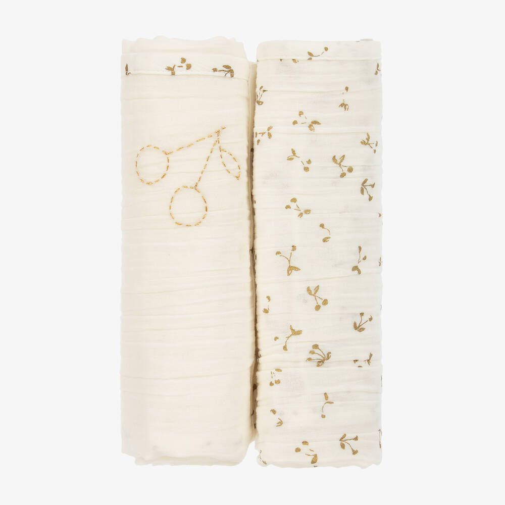 Bonpoint - Ivory Cotton Muslins (2 Pack) | Childrensalon