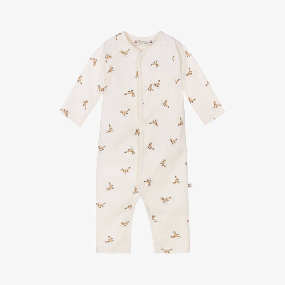 Bonpoint - Ivory Fox Print Cotton Romper | Childrensalon