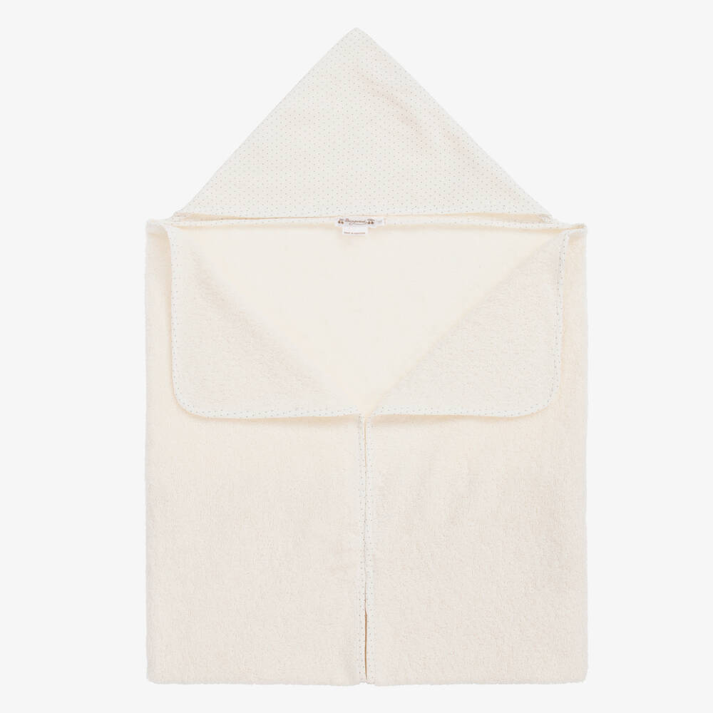 Bonpoint - Ivory Hooded Cotton Baby Towel (92cm) | Childrensalon