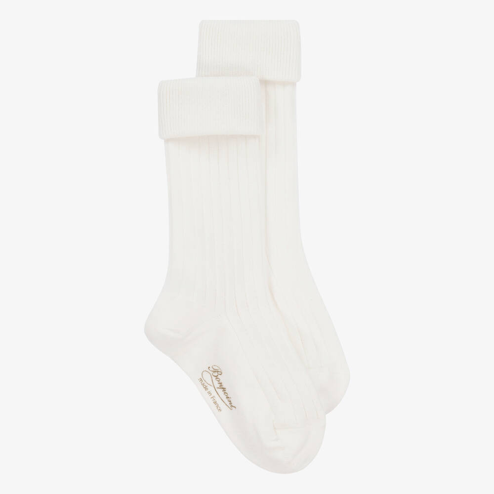 Bonpoint - Ivory Ribbed Cotton Socks | Childrensalon
