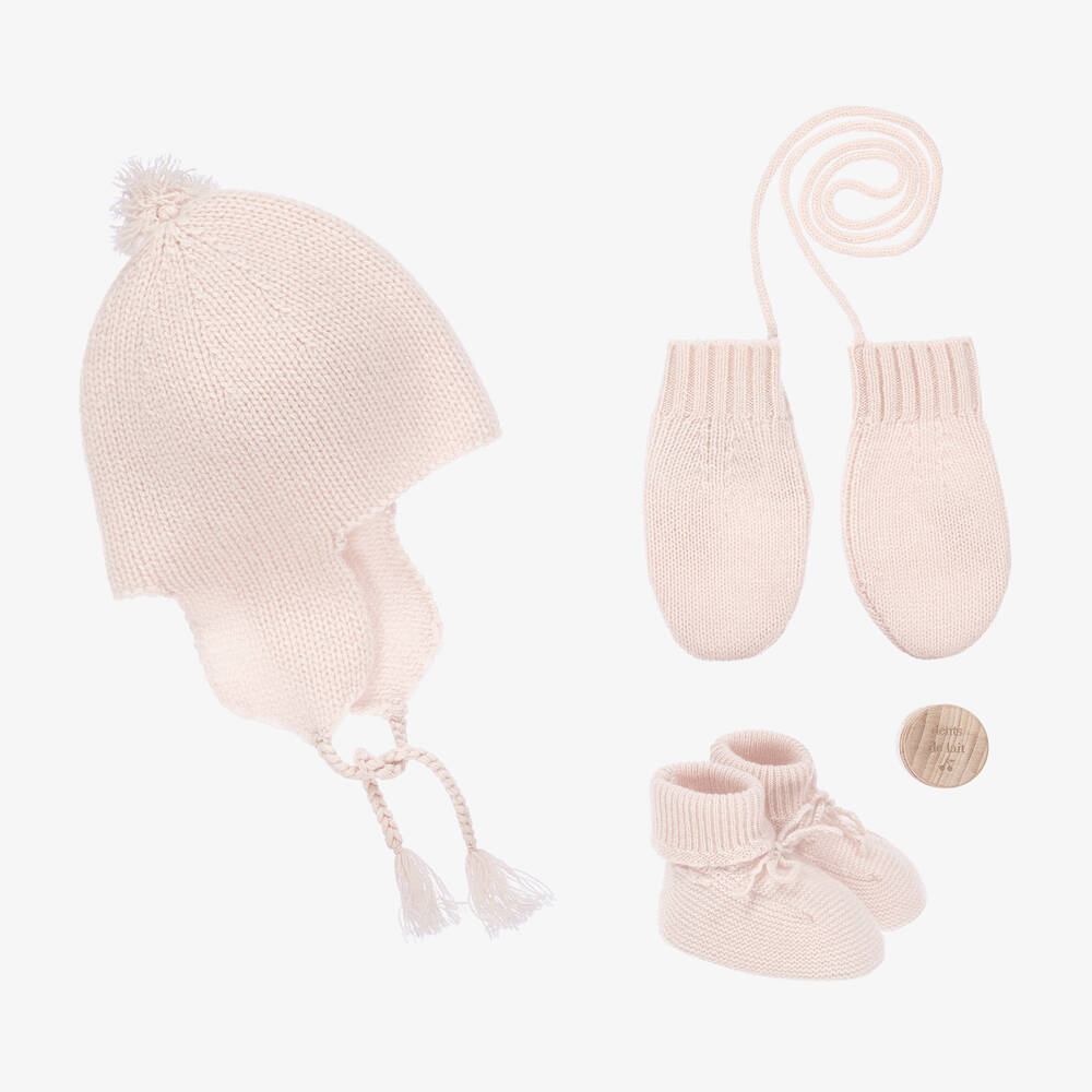 Bonpoint - Pink Knitted Cashmere Baby Gift Set | Childrensalon