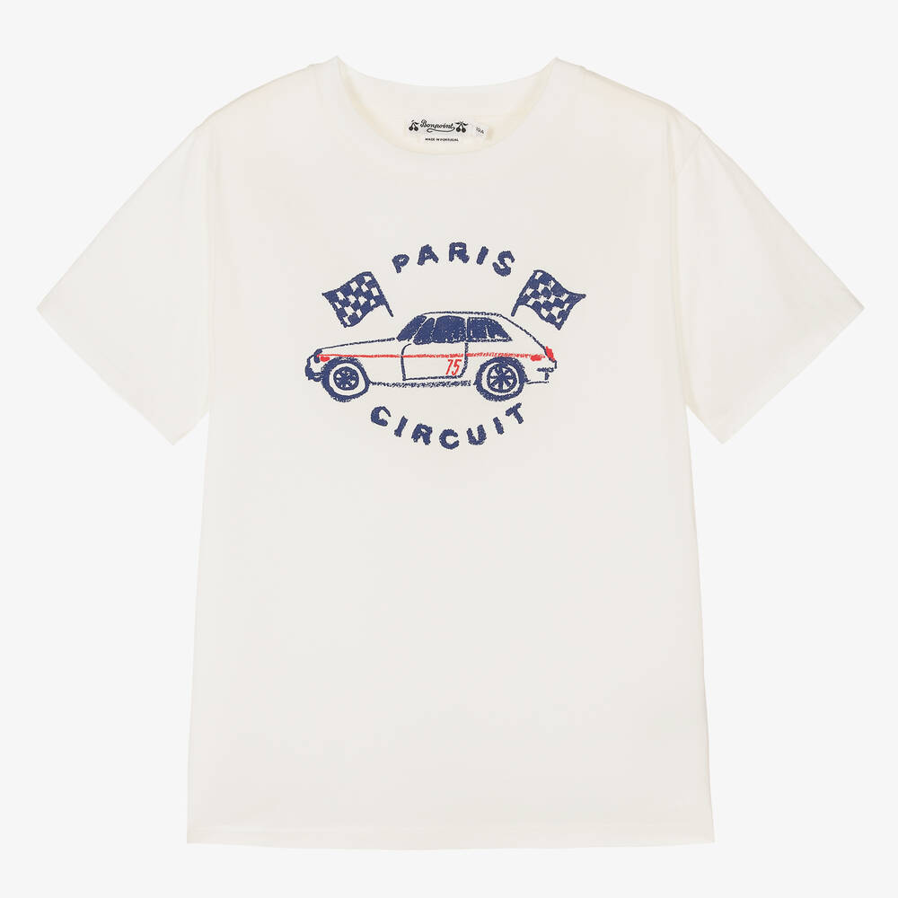 Bonpoint - Teen Boys Ivory Graphic Cotton T-Shirt | Childrensalon