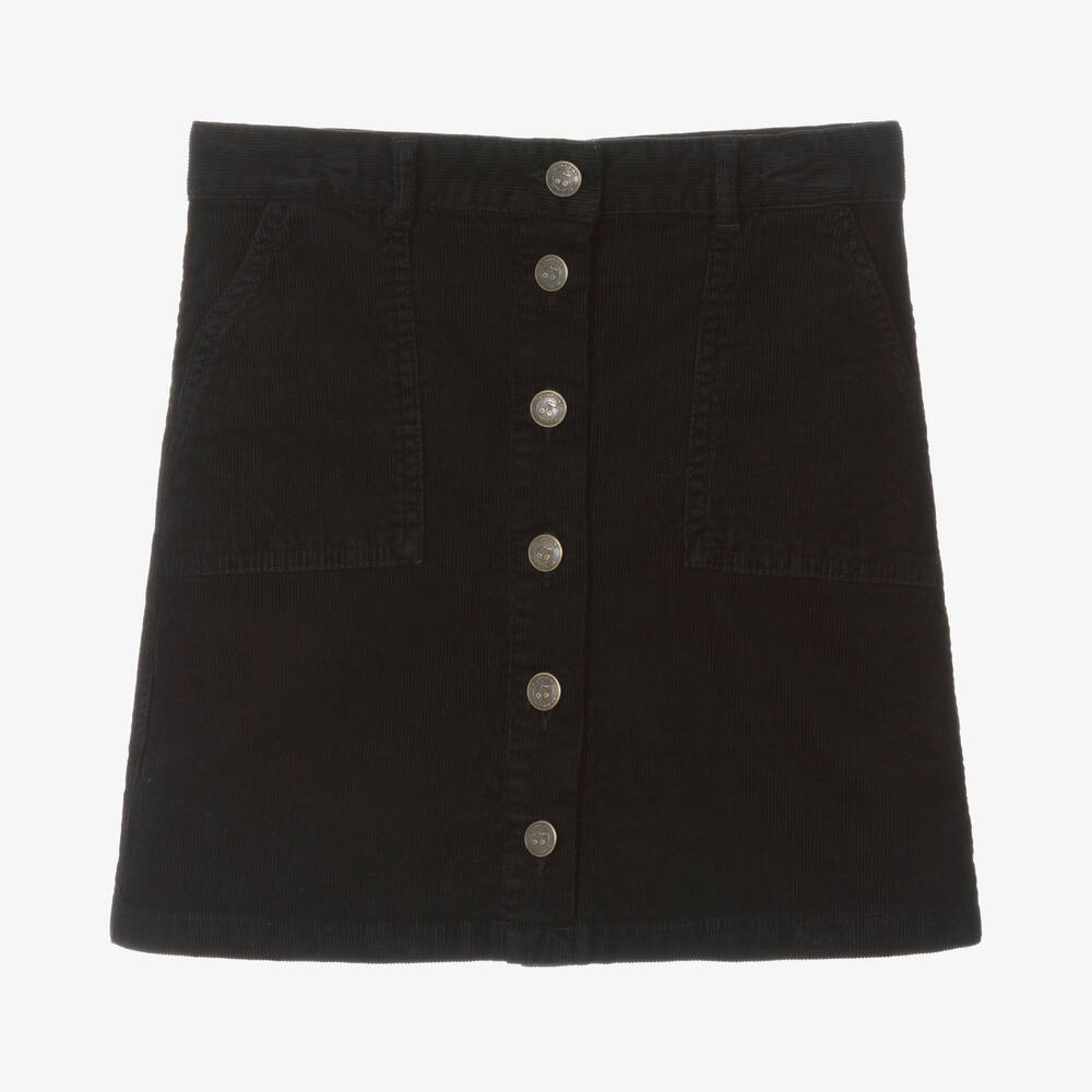 Bonpoint Teen Girls Black Corduroy Button-Up Skirt