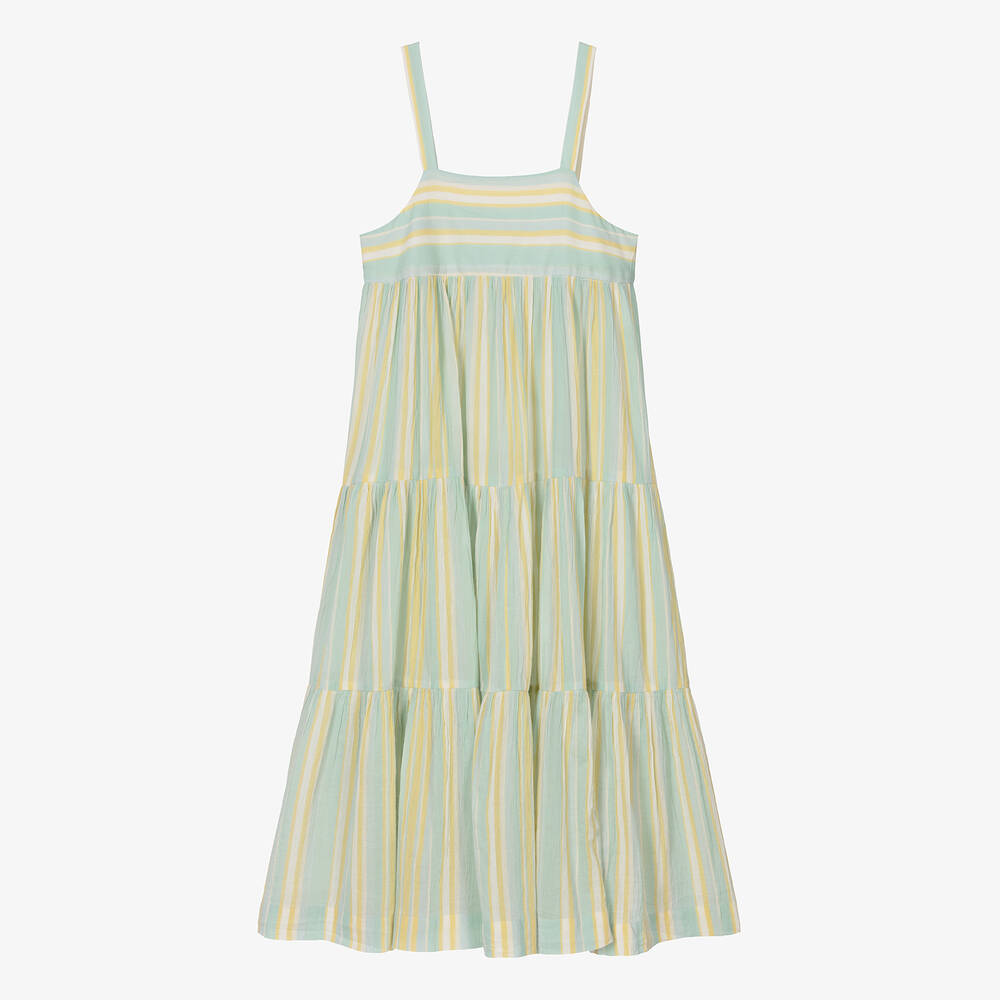 Bonpoint - Teen Girls Blue Stripe Cotton Dress | Childrensalon