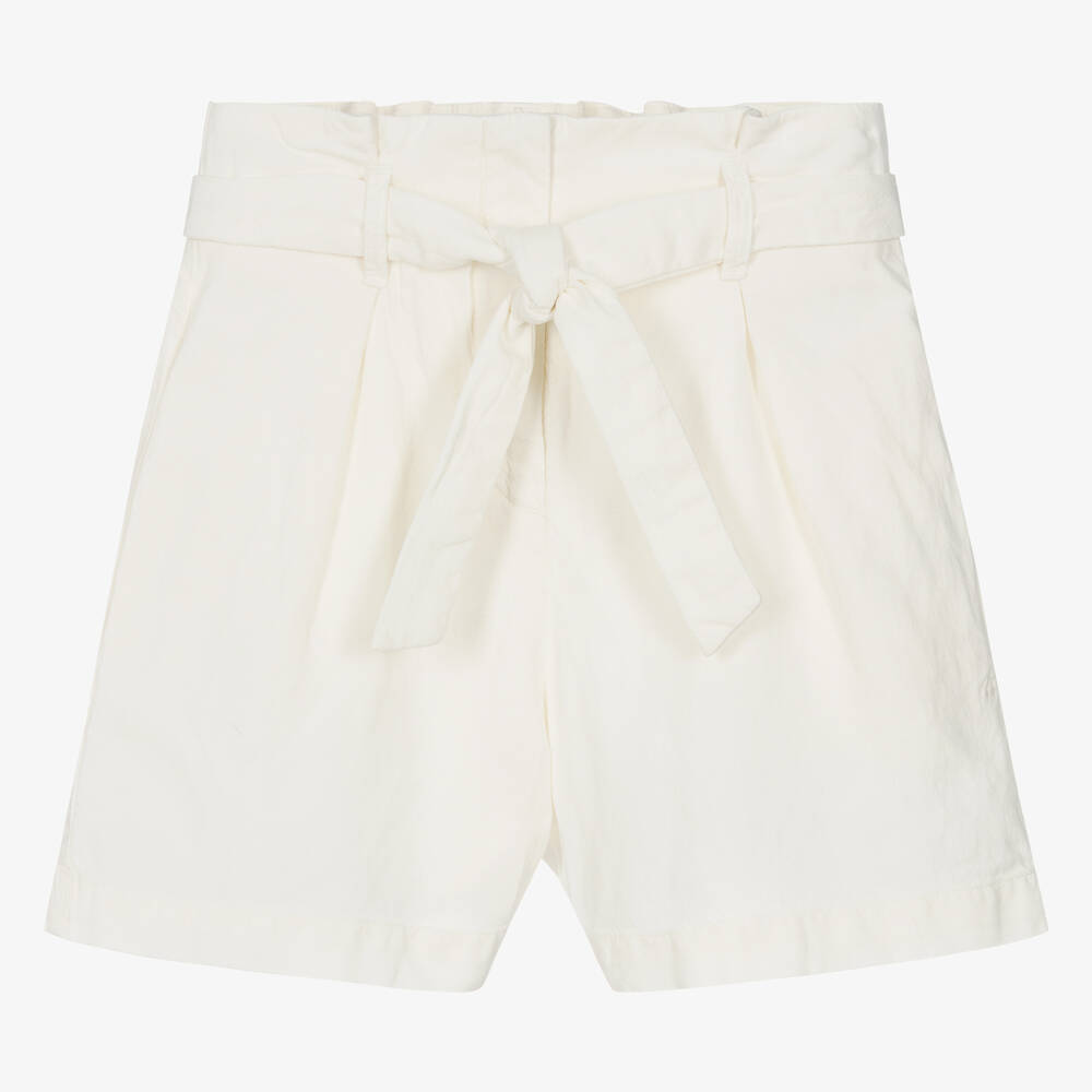 Bonpoint - Teen Girls Ivory Cotton & Linen Belted Shorts | Childrensalon