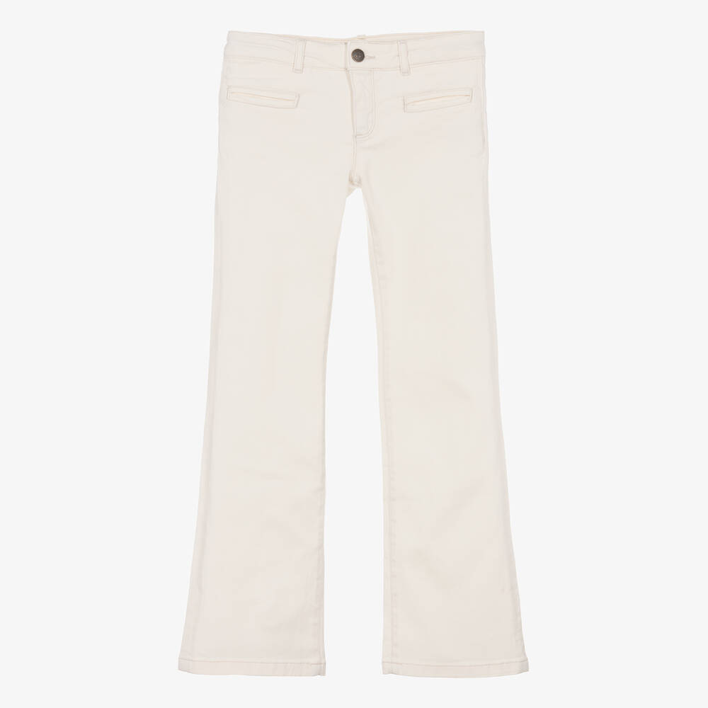Bonpoint - Широкие кремовые джинсы для девочек-подростков | Childrensalon