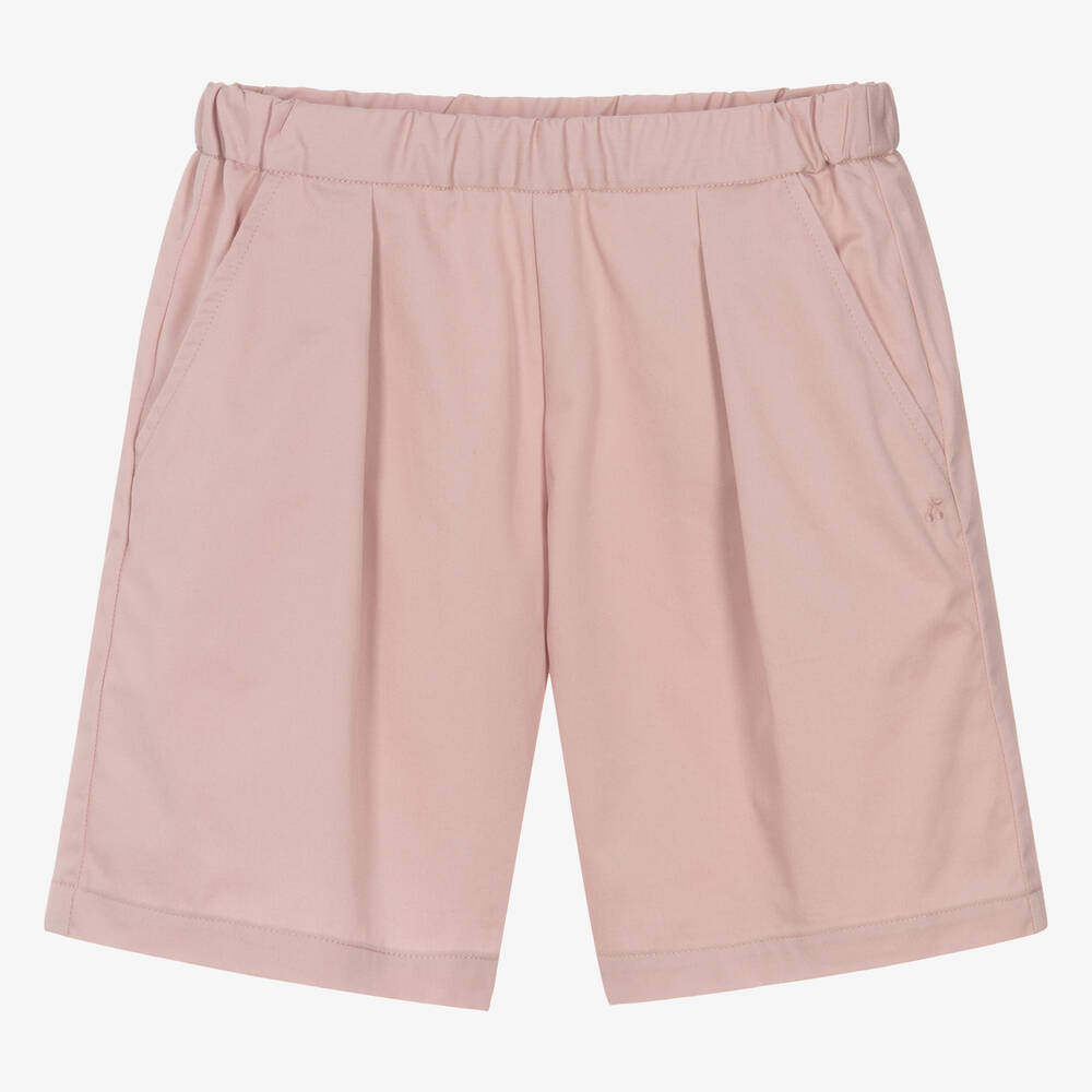 Bonpoint - Teen Girls Pink Pleated Cotton Shorts | Childrensalon