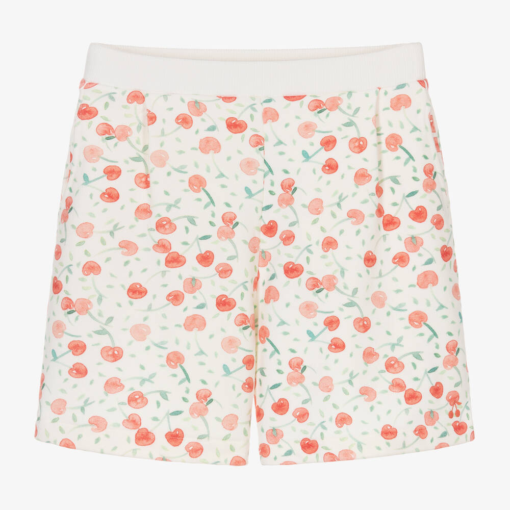 Bonpoint - Teen Girls White Cotton Cherry Shorts | Childrensalon