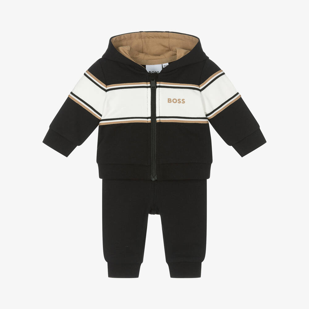 BOSS - Baby Boys Black Cotton Tracksuit | Childrensalon