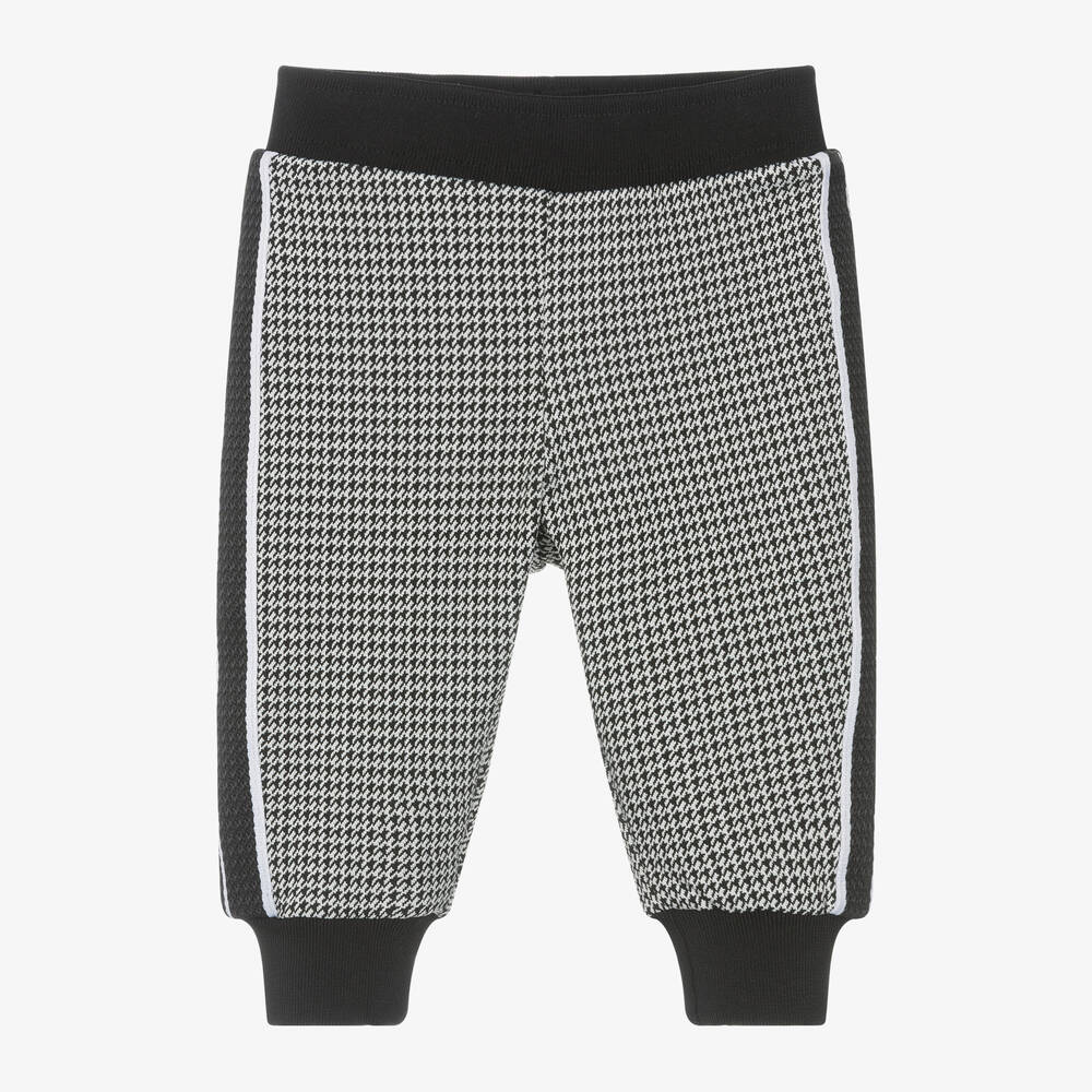 BOSS - Baby Boys Black Houndstooth Joggers | Childrensalon