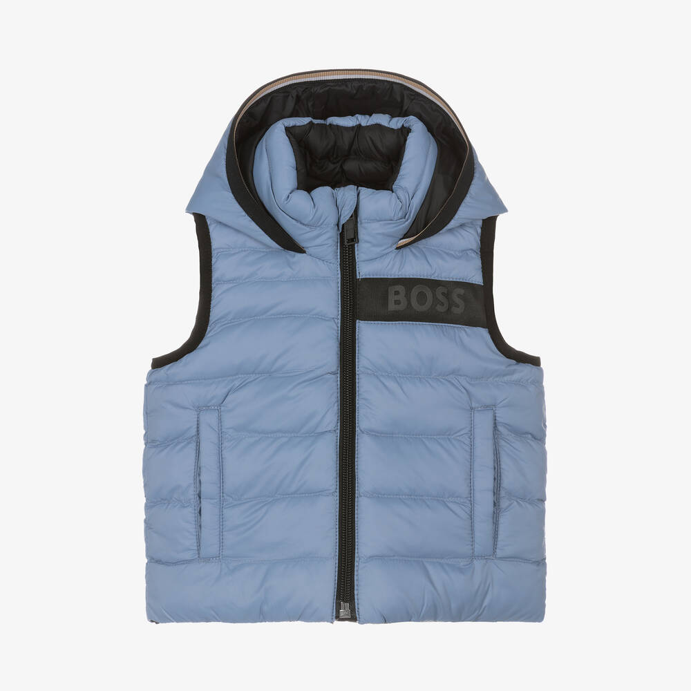 BOSS - Baby Boys Blue & Black Reversible Gilet | Childrensalon