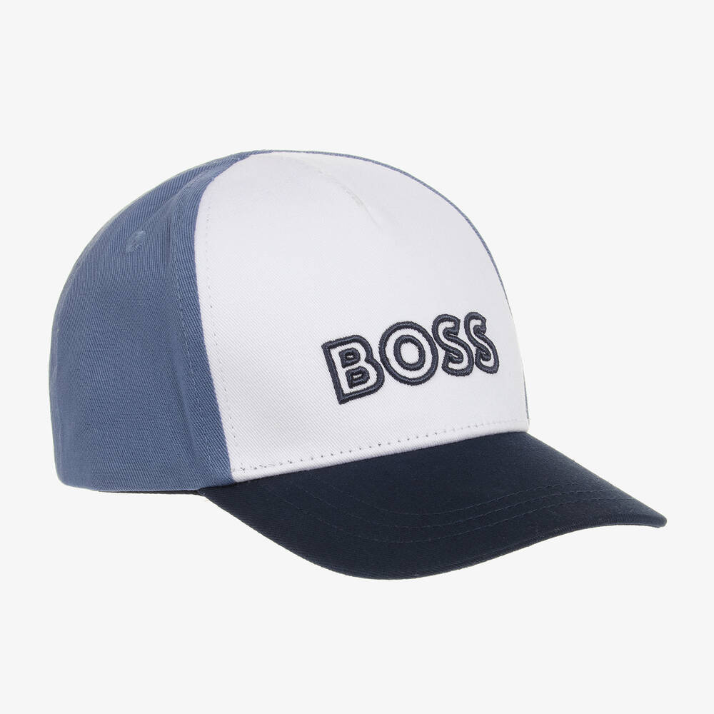 Shop Hugo Boss Boss Baby Boys Blue Cotton Cap