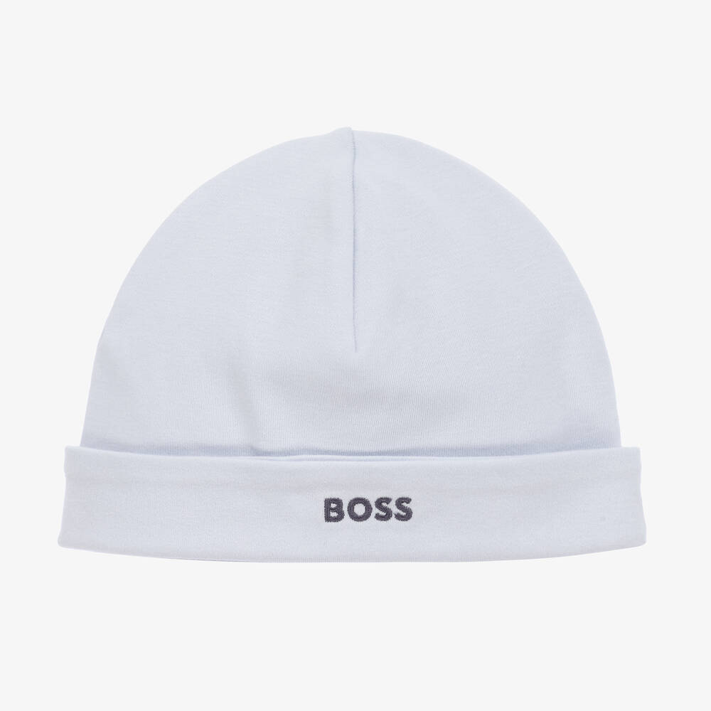Shop Hugo Boss Boss Baby Boys Blue Cotton Hat