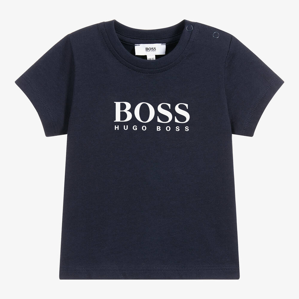 BOSS - Baby Boys Blue Logo T-Shirt | Childrensalon