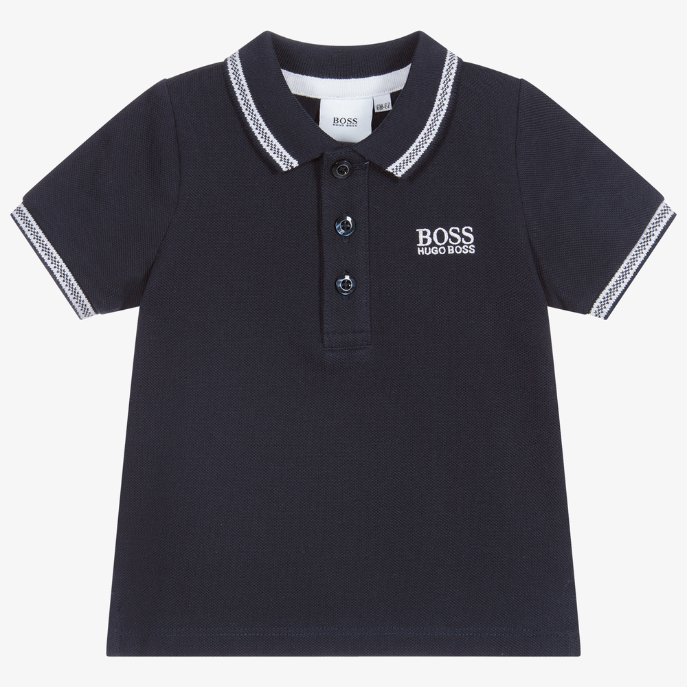 BOSS - Baby Boys Blue Polo Shirt | Childrensalon