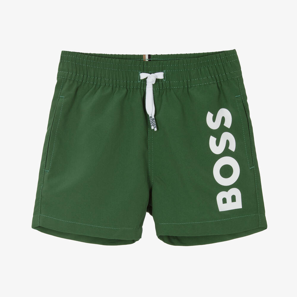 BOSS - Baby Boys Green Swim Shorts | Childrensalon