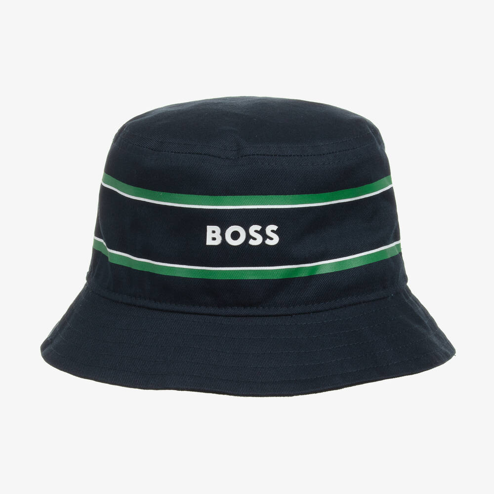 BOSS - Baby Boys Navy Blue Cotton Bucket Hat | Childrensalon