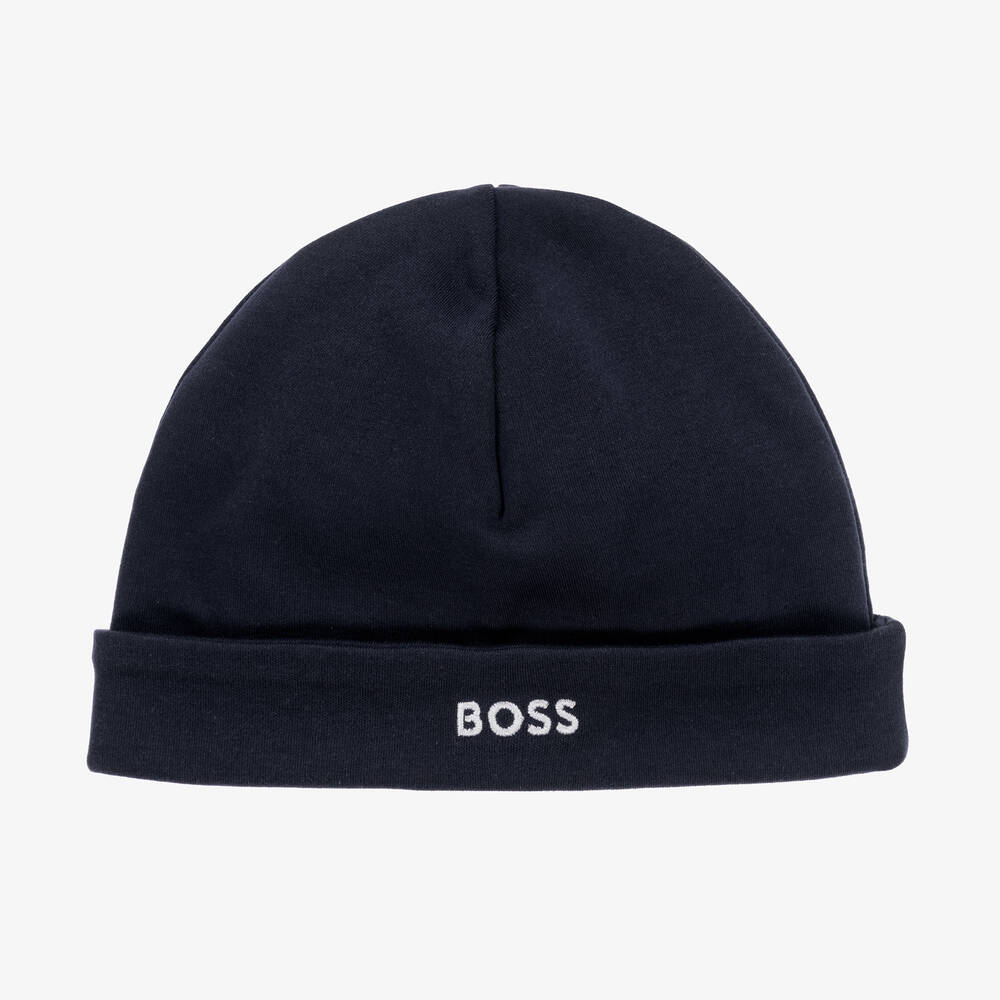 Shop Hugo Boss Boss Baby Boys Navy Blue Cotton Hat