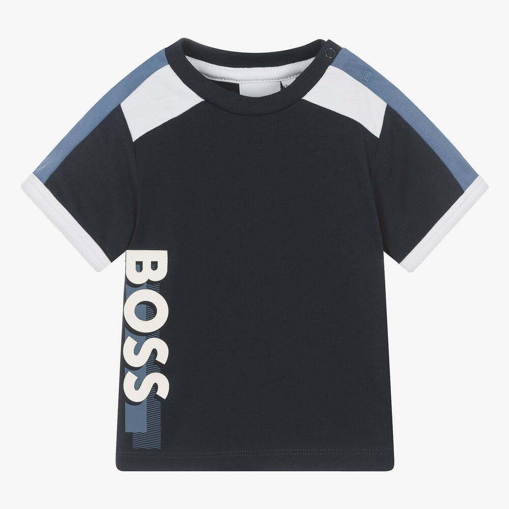 BOSS - Baby Boys Navy Blue Cotton T-Shirt | Childrensalon