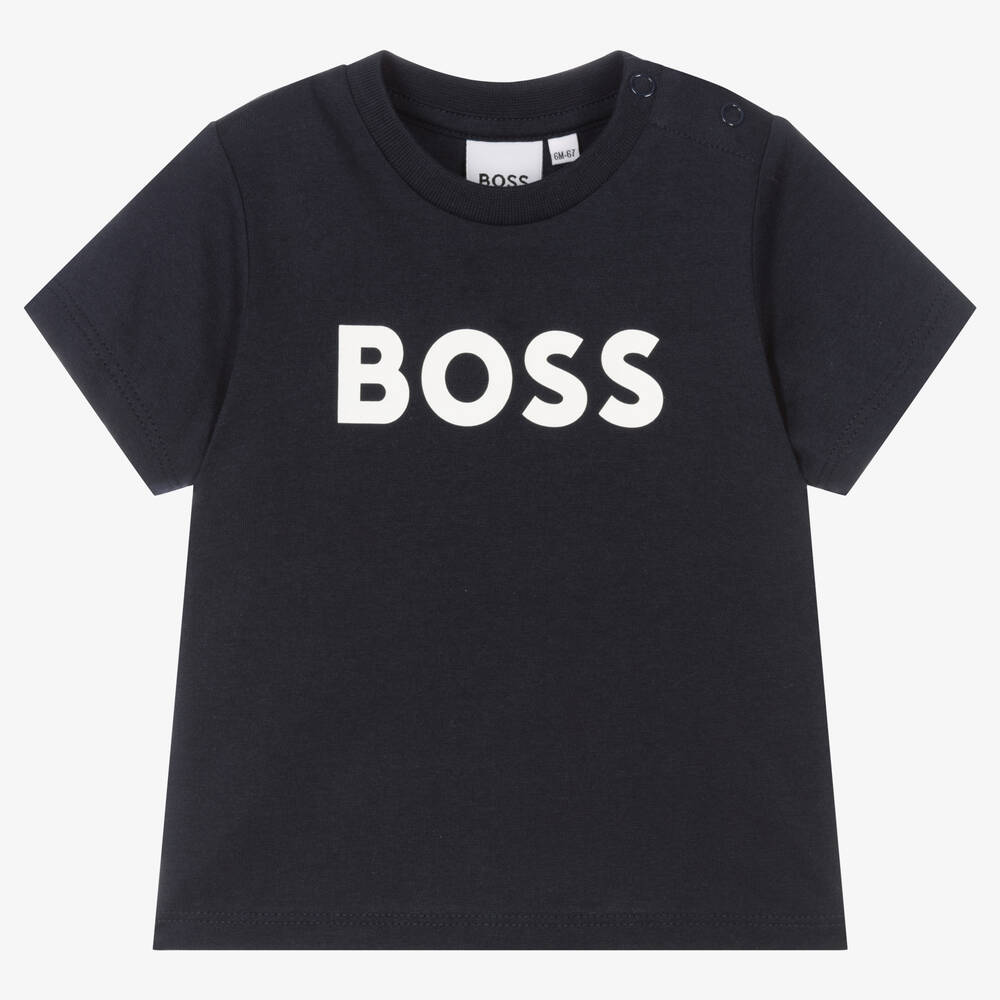 BOSS - Baby Boys Navy Blue Cotton T-Shirt | Childrensalon