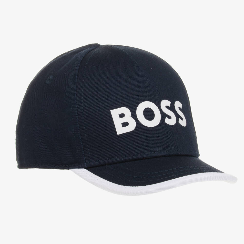 BOSS - Baby Boys Navy Blue Cotton Twill Cap | Childrensalon
