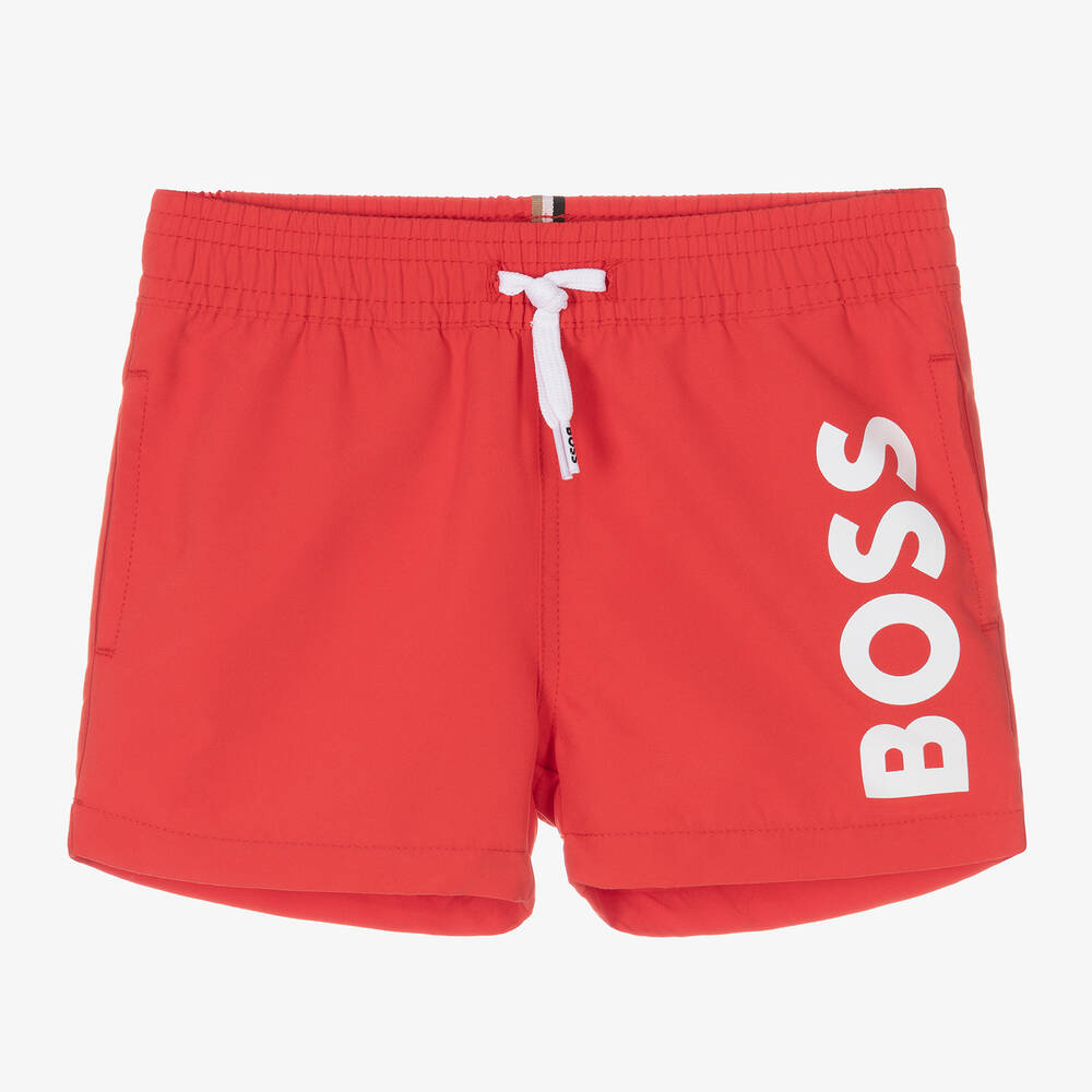 BOSS - Baby Boys Red Swim Shorts | Childrensalon