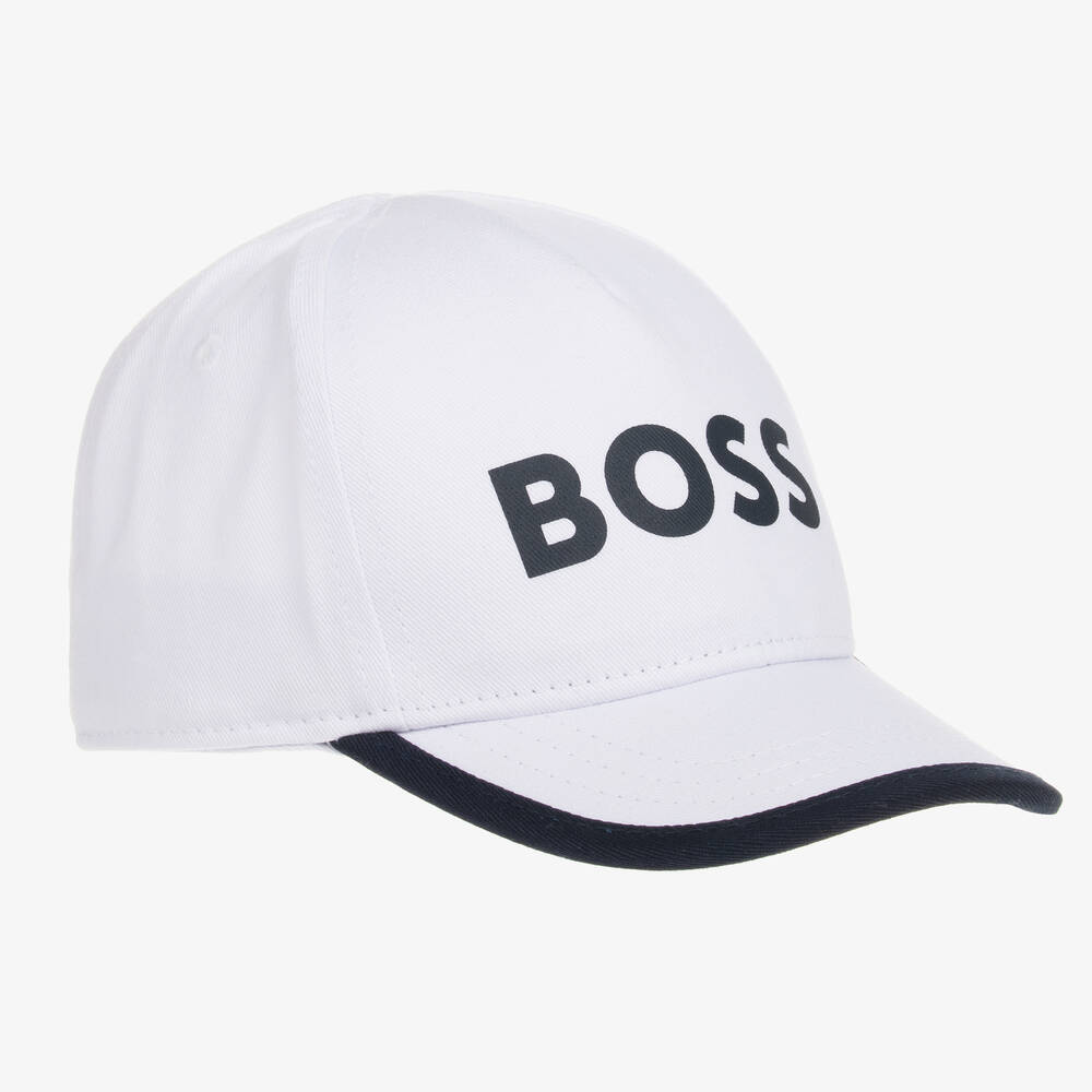 Hugo Boss Boss Baby Boys White Cotton Twill Cap