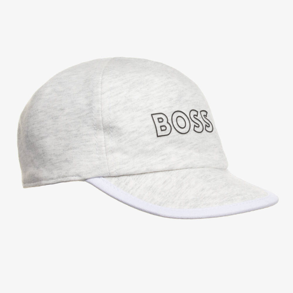 BOSS - Baby Boys White & Grey Reversible Cap | Childrensalon