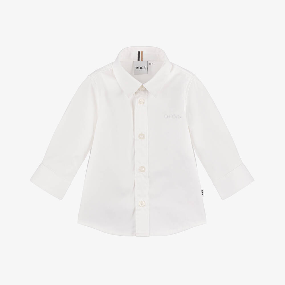 BOSS - Baby Boys White Oxford Cotton Shirt | Childrensalon