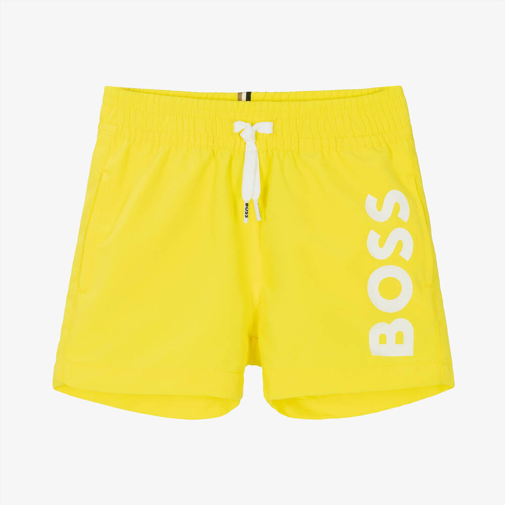 BOSS - Baby Boys Yellow Swim Shorts | Childrensalon