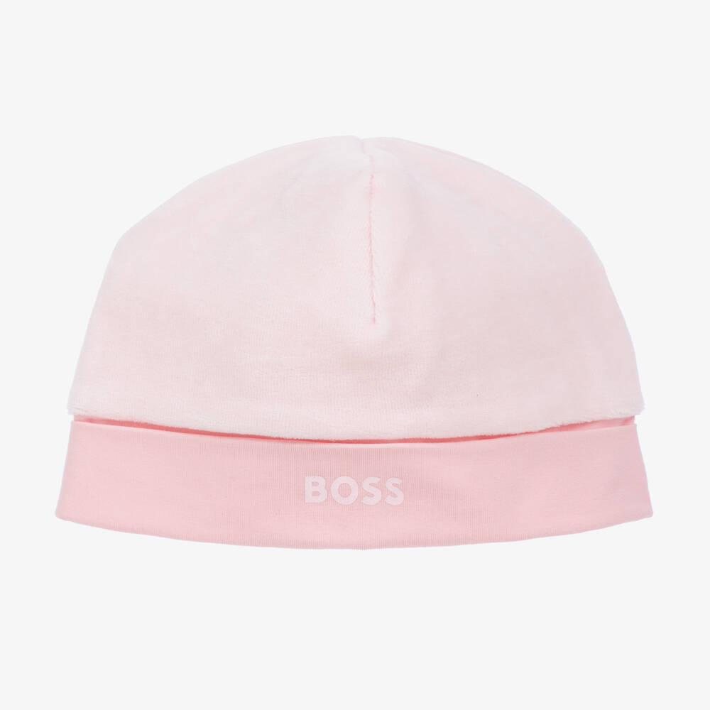 BOSS - Baby Girls Pink Velour Hat | Childrensalon