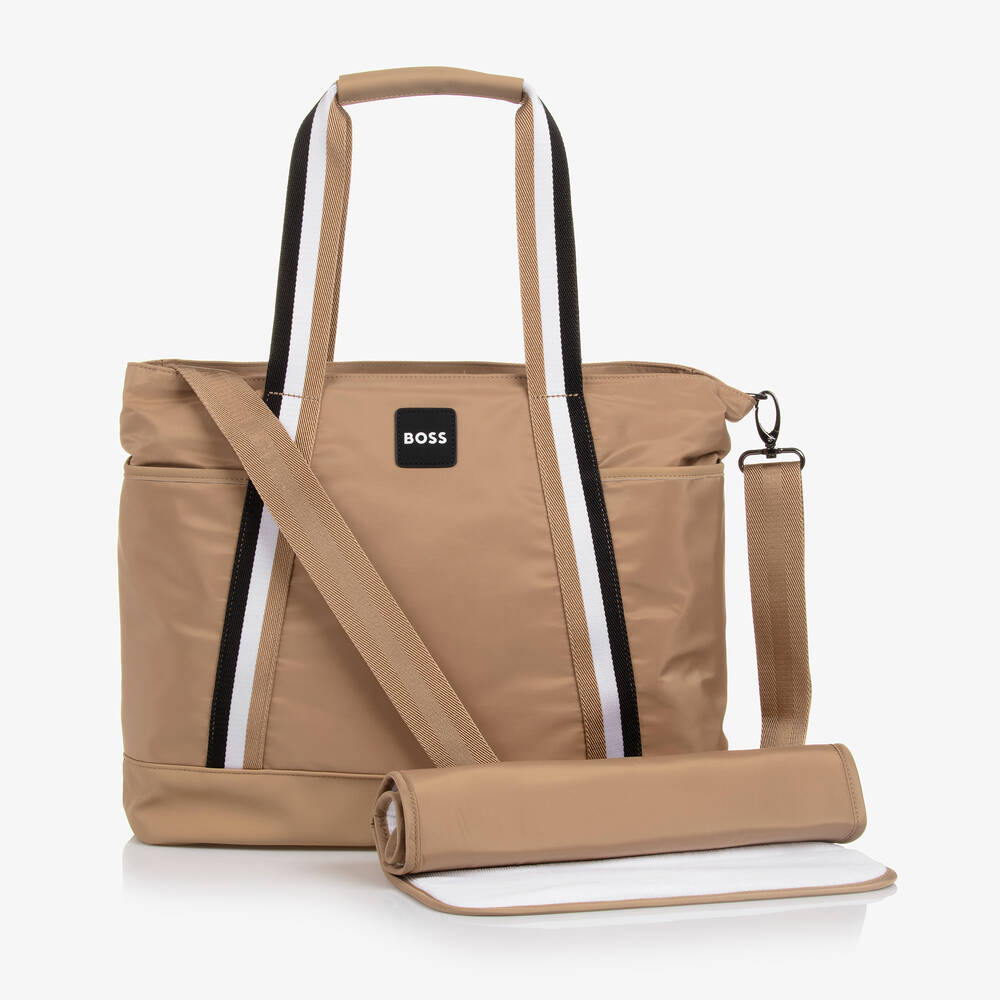 BOSS - Beige Stripe Changing Bag (38cm) | Childrensalon