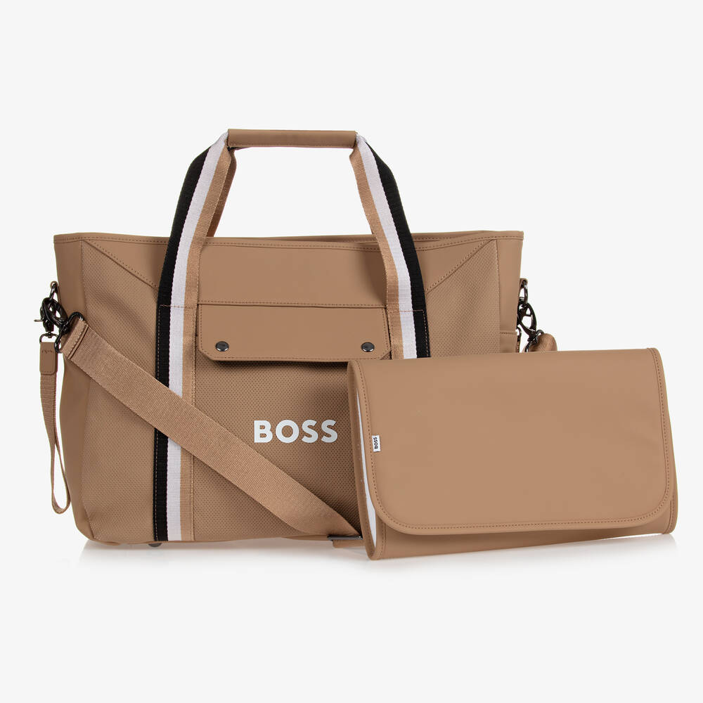 BOSS - Beige Stripe Changing Bag (43cm) | Childrensalon