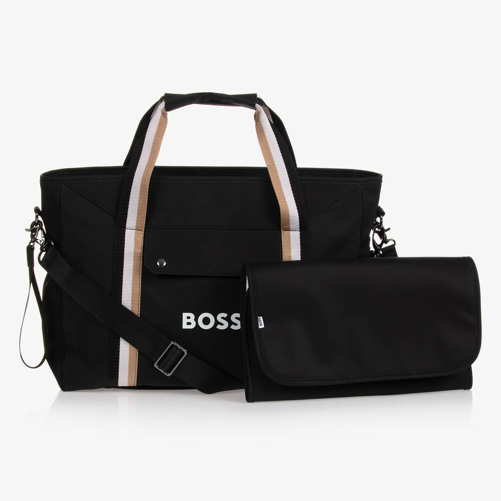 BOSS - حقيبة لمستلزمات الأطفال مقلمة لون أسود (43 سم) | Childrensalon